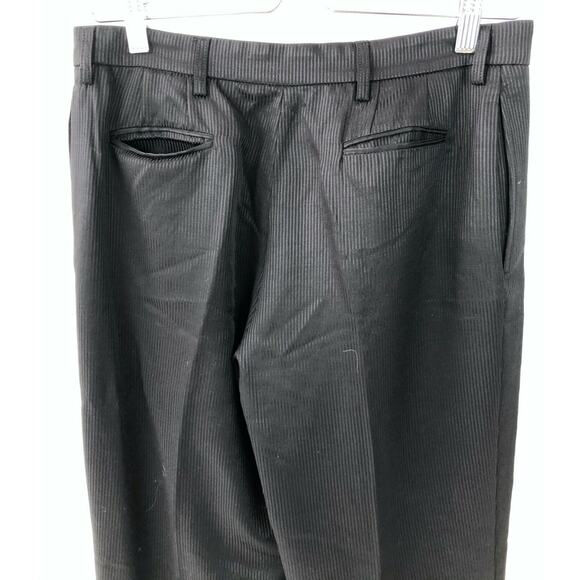 ULTRA OZBEK Italy Woven Striped Dress Pants Pinstripe Trousers Black 44 US 10 - Picture 6 of 12